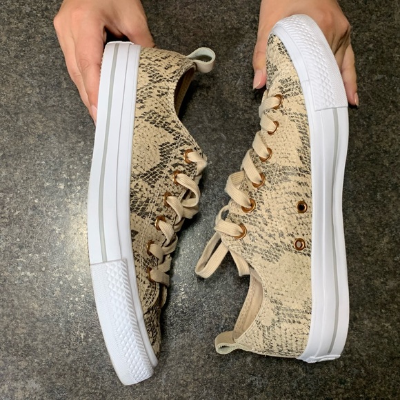 Converse Leather Snake Black Cream Animal - Picture 3 of 5